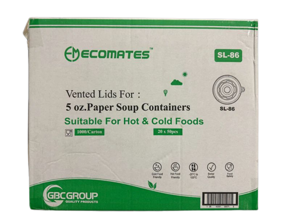 SL-86, Lids for Paper Soup Containers (1000PC) Ecomates