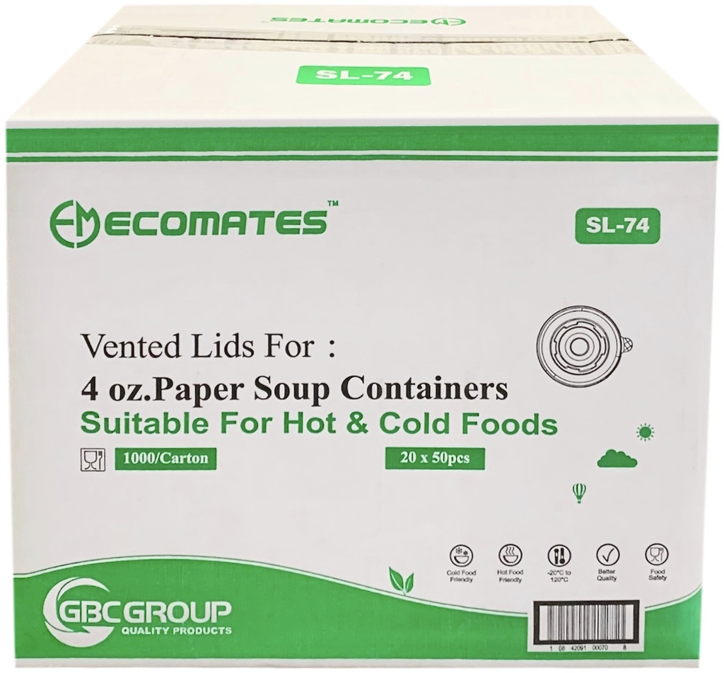 SL-74, Vented Lids for EM-04 Paper Containers (1000 PC) Ecomates