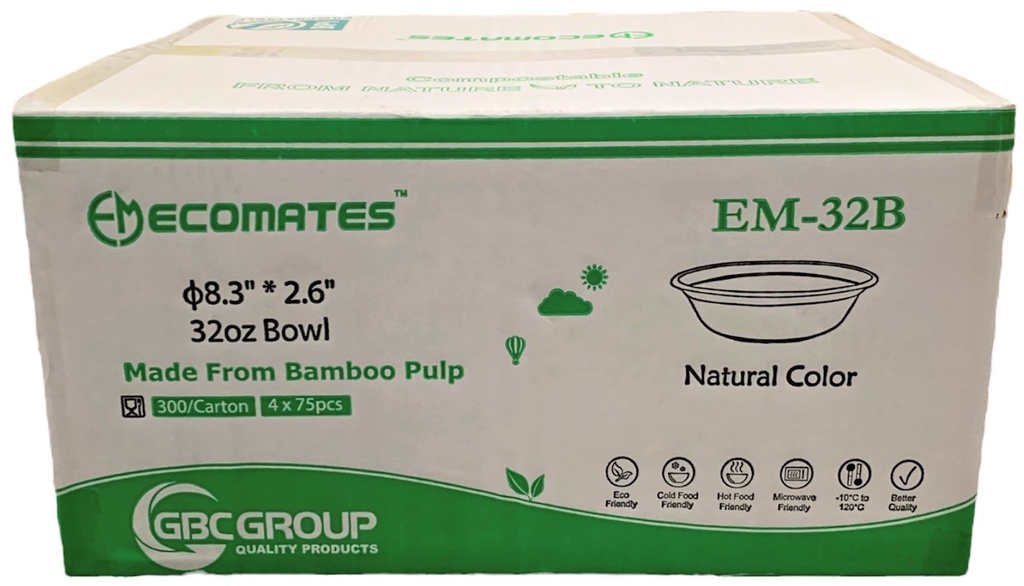 EM-32B, Bamboo Pulp Bowls (300 PC) Ecomates