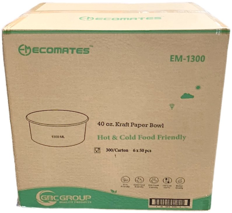 EM-1300, Kraft Paper Bowls (300 PC) Ecomates