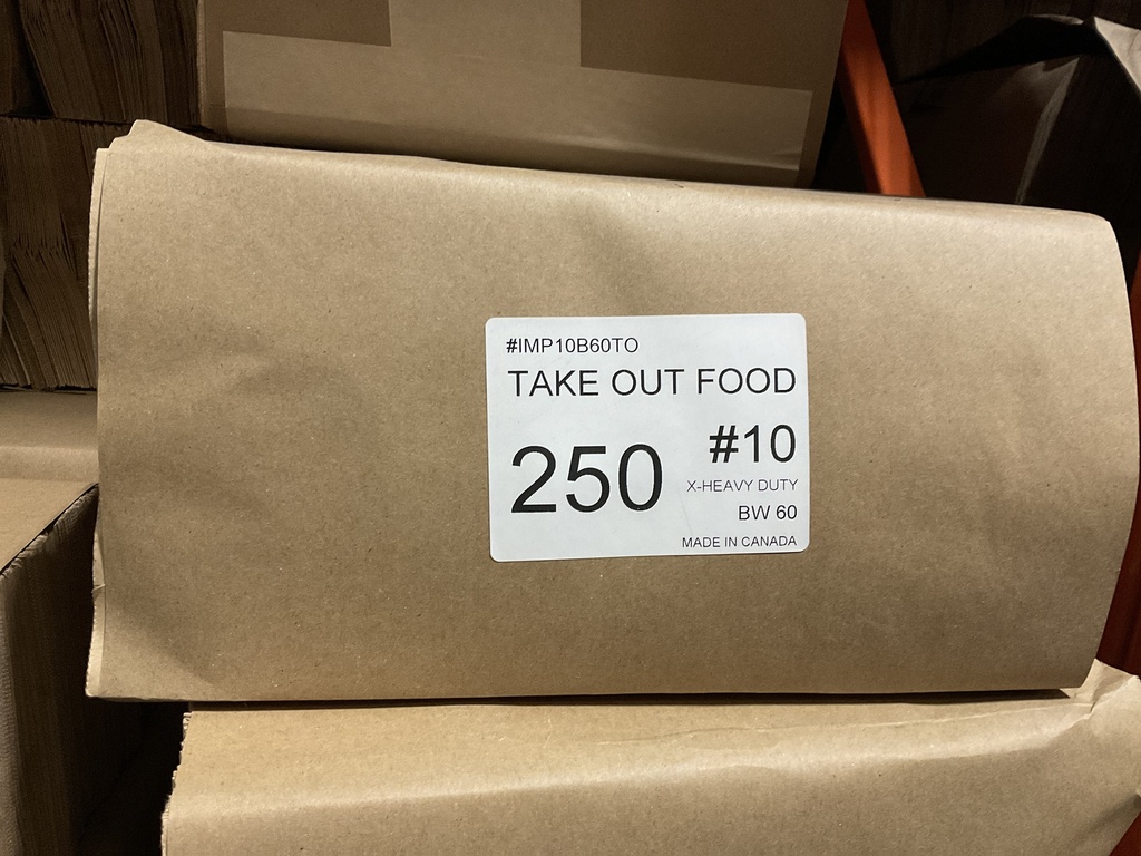 IMP10B60TO, #10 <Take Out Food> Bags (250PC) Groupe Sacs Frontenac