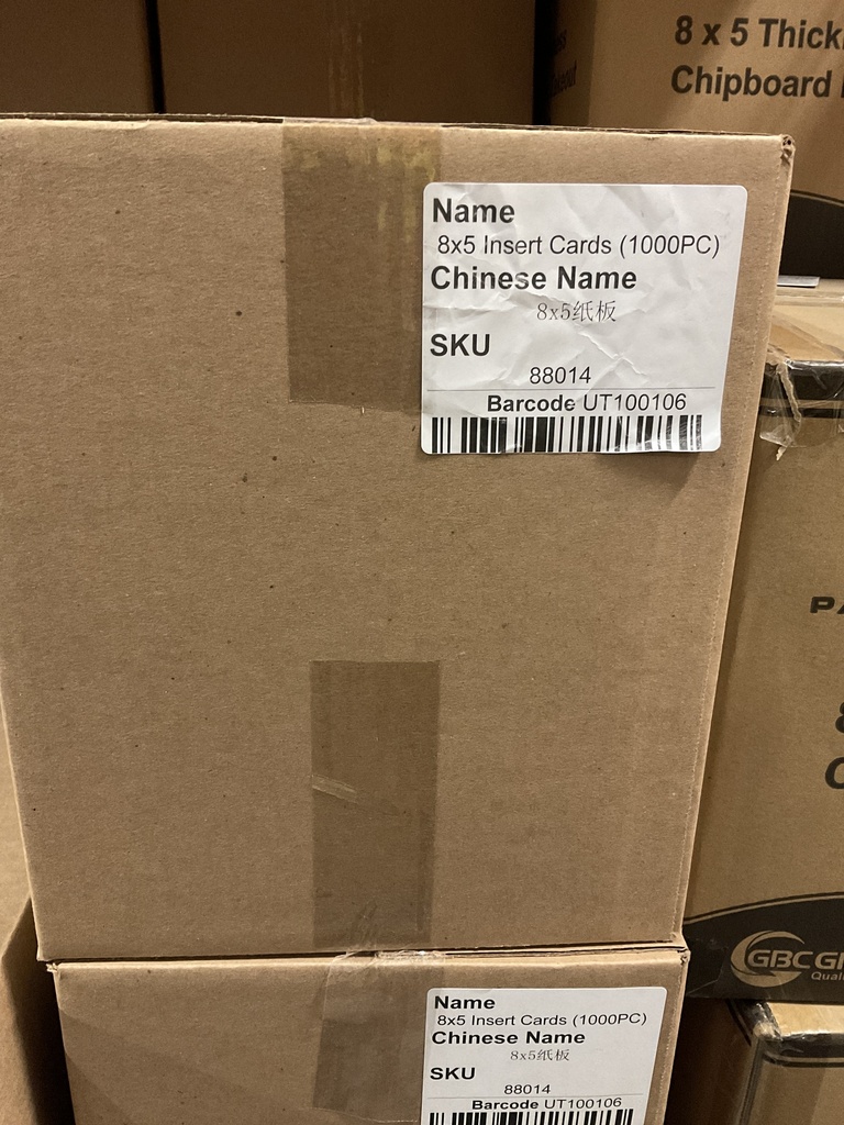 8x5 Insert Cardboard (1000 PC)