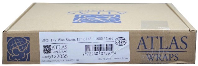 5122035, 12x14 Dry Wax Sheets (1000 PC) Atlas Wraps