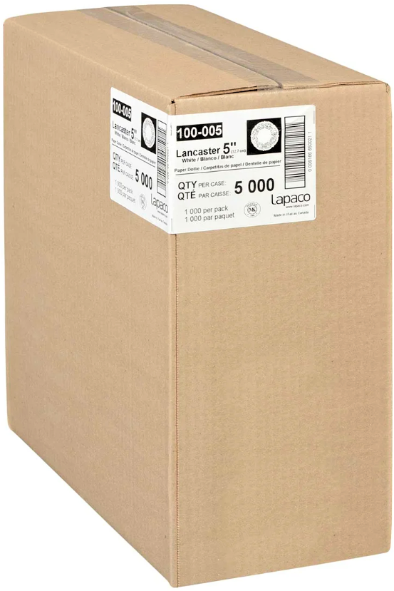 100-405, 5” Lancaster Lace Paper Doilies (1000 PC) Lapaco