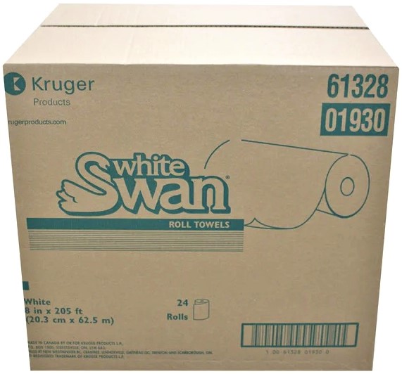 01930, White Roll Towels (24x205 ft) White Swan