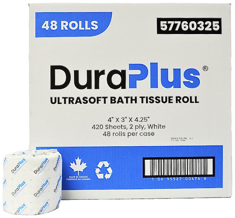 57760325, 2 Ply Bath Tissue Roll (48 RL) Dura Plus