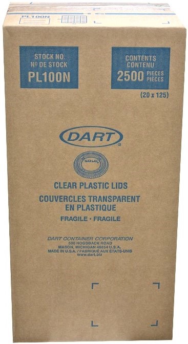 PL100N, Clear Plastic Lids (2500 PC) Dart