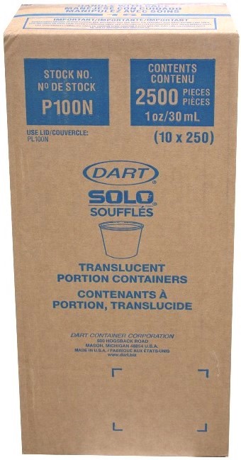 P100N, Translucent Portion Containers (2500 PC) Dart
