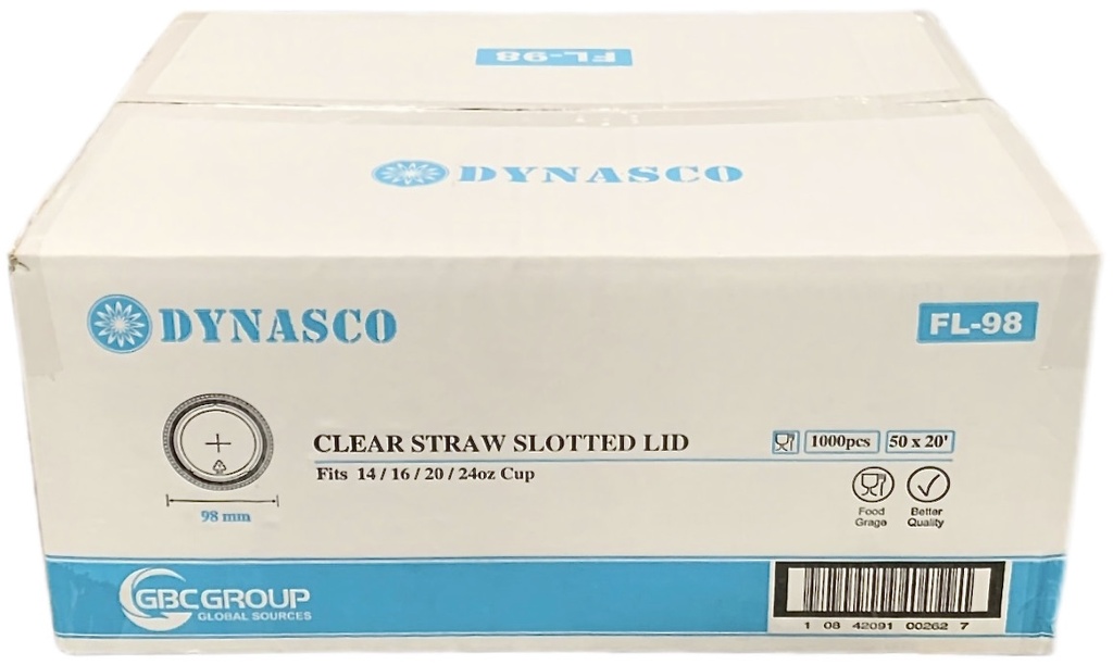 FL-98, Clear Straw Slotted Lids (1000 PC) Dynasco