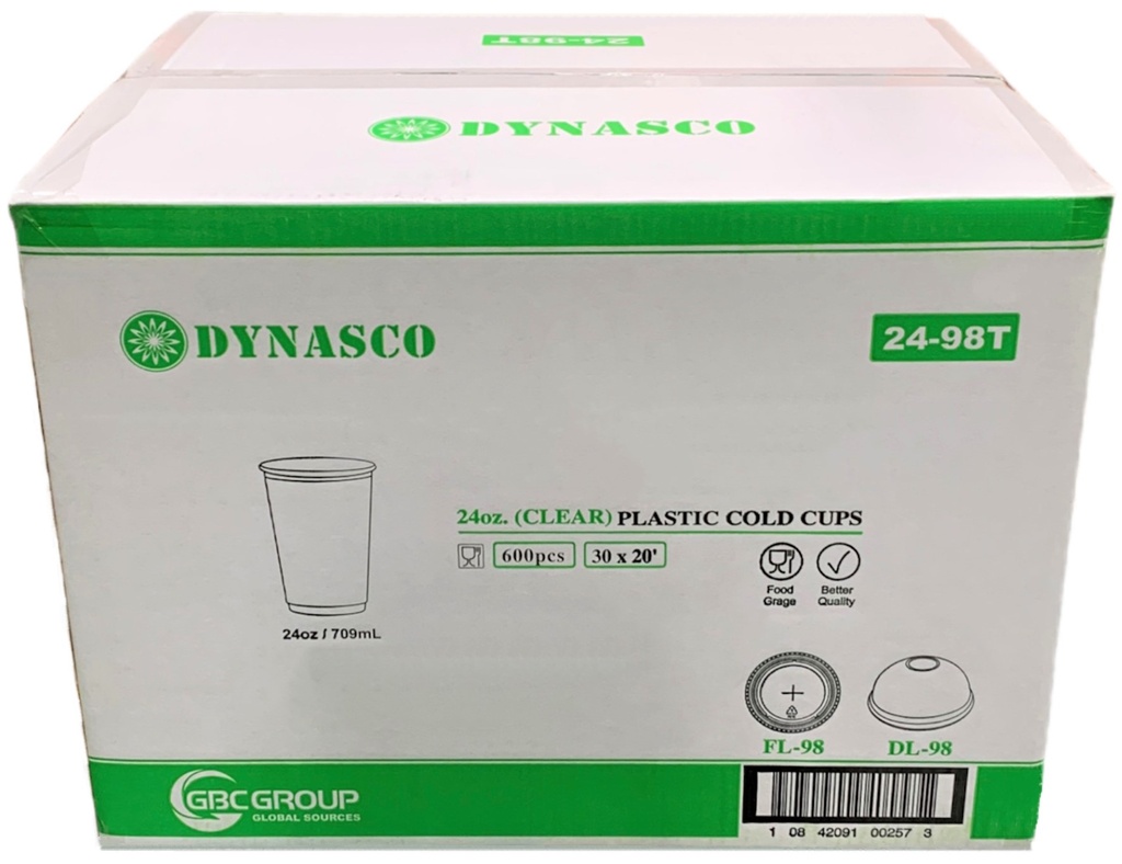 24-98T, Clear Plastic Cold Cups (600 PC) Dynasco