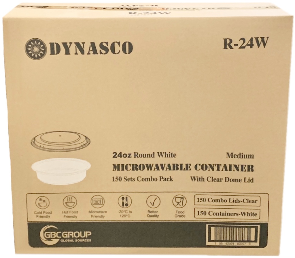 R-24W, 24oz White Round Combo (150 SET) Dynasco