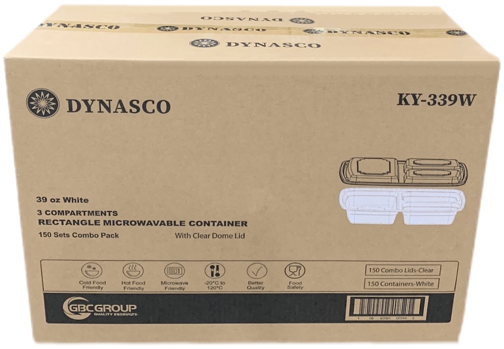 KY-339W, 3 Compartment Rectangular Combo (150SET) Dynasco
