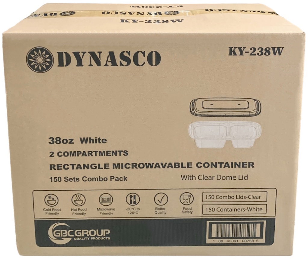 KY-238W, 2 Compartment Rectangular Combo (150SET) Dynasco