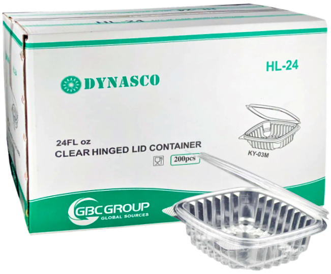 HL-24/KY-03M, 24oz Clear Containers (200 PC) Dynasco