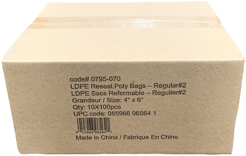 0795-070, 4x6 LDPE Reseal Poly Bags (10x100 PC)