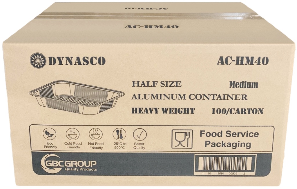 AC-HM40, Half Size Medium Aluminium Container (100 PC) Dynasco