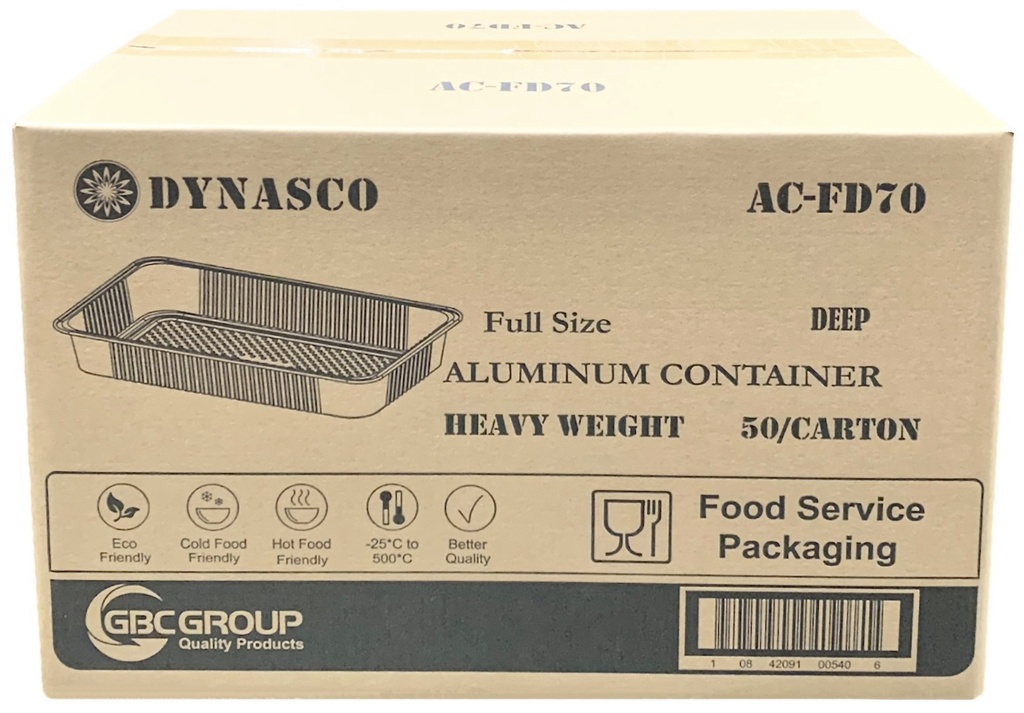 AC-FD90, Full Size Deep Aluminium Containers (50 pc) Dynasco