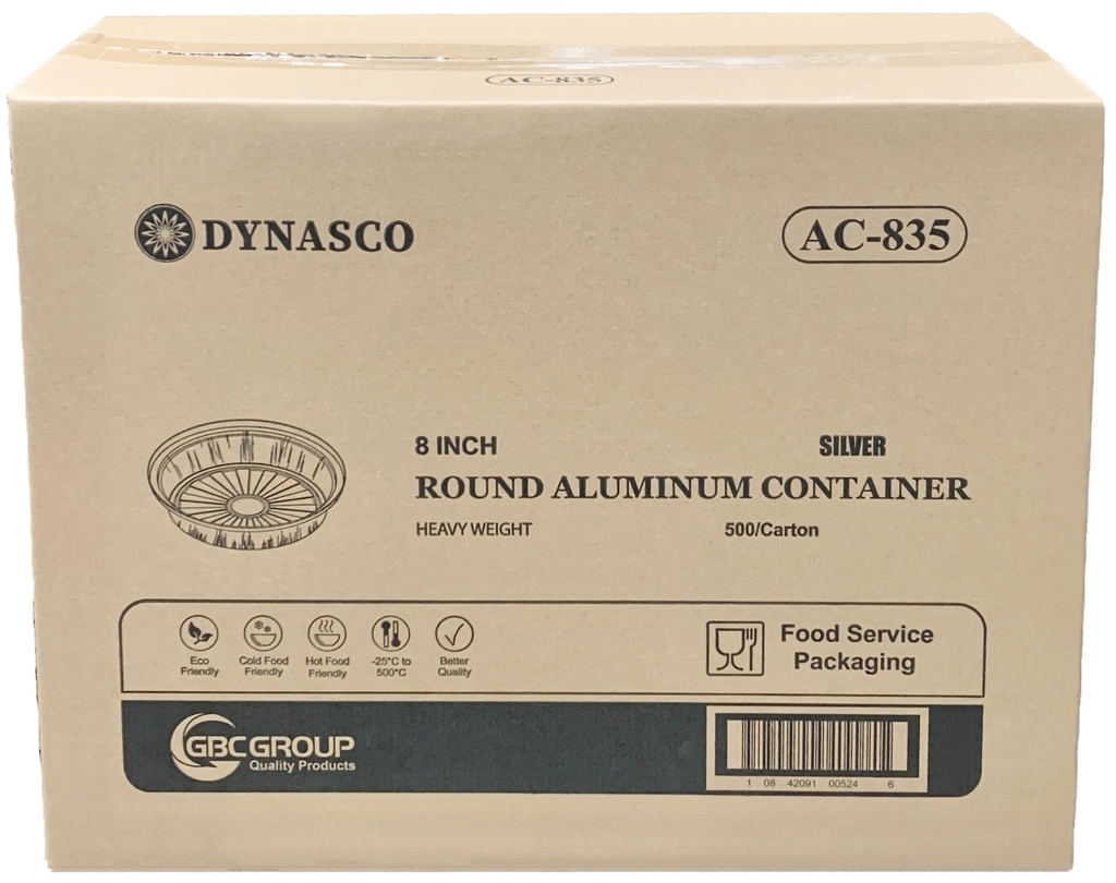 AC-835, 8” Round Aluminium Containers (500 PC) Dynasco