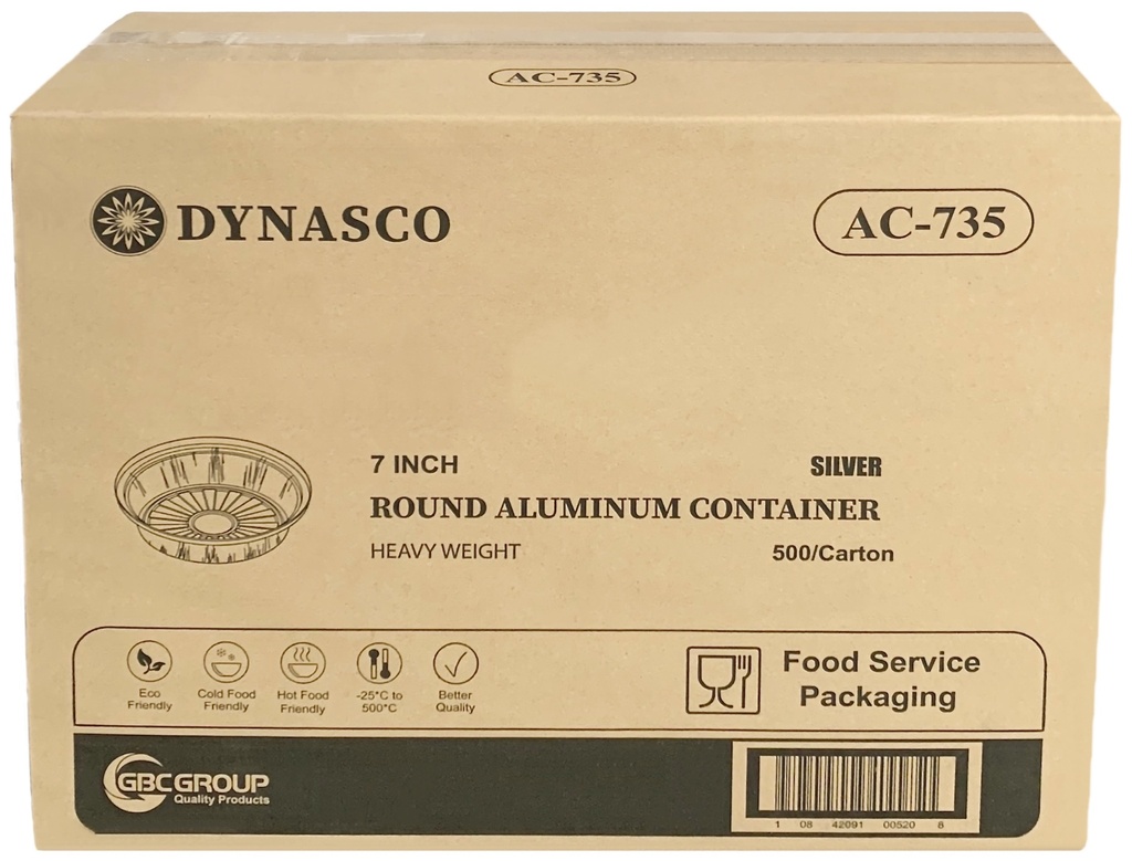 AC-735, 7” Round Aluminium Containers (500 PC) Dynasco