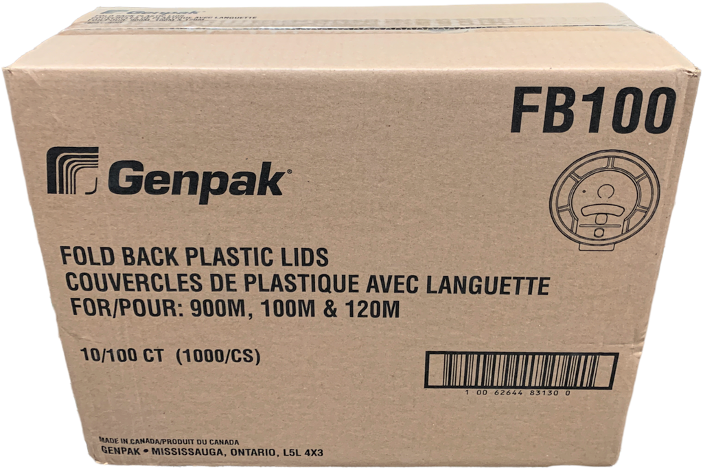FB100, Fold Back Plastic Lids (1000 PC) Genpak