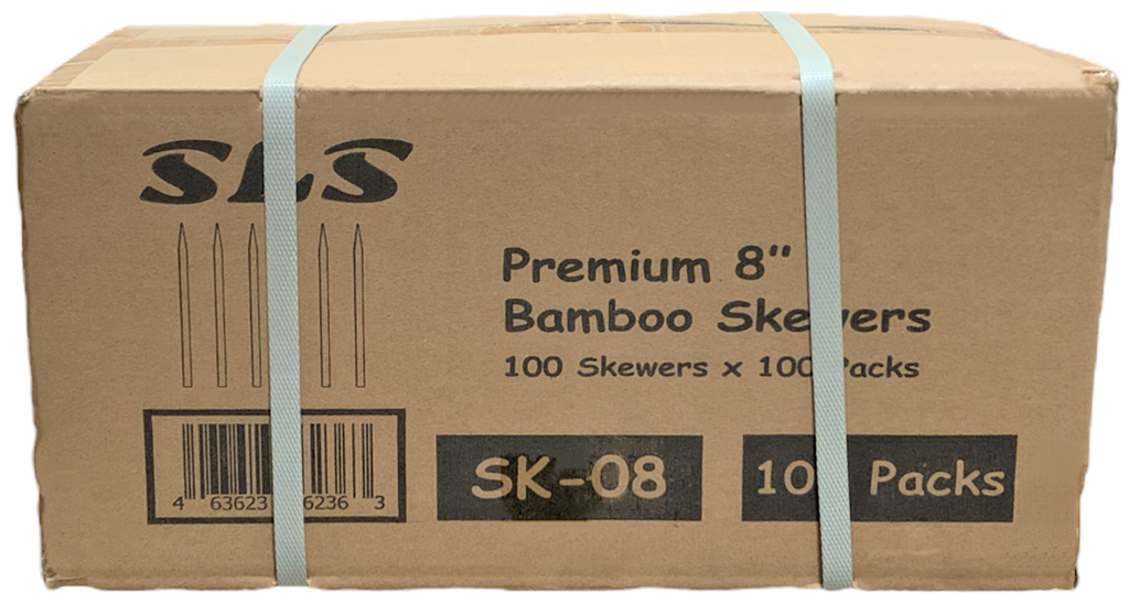 SK-08, 8” Premium Bamboo Skewers (100x100PC) SLS