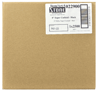 022900, 8” Super Cocktail Black Straws (2500 PC) Stone