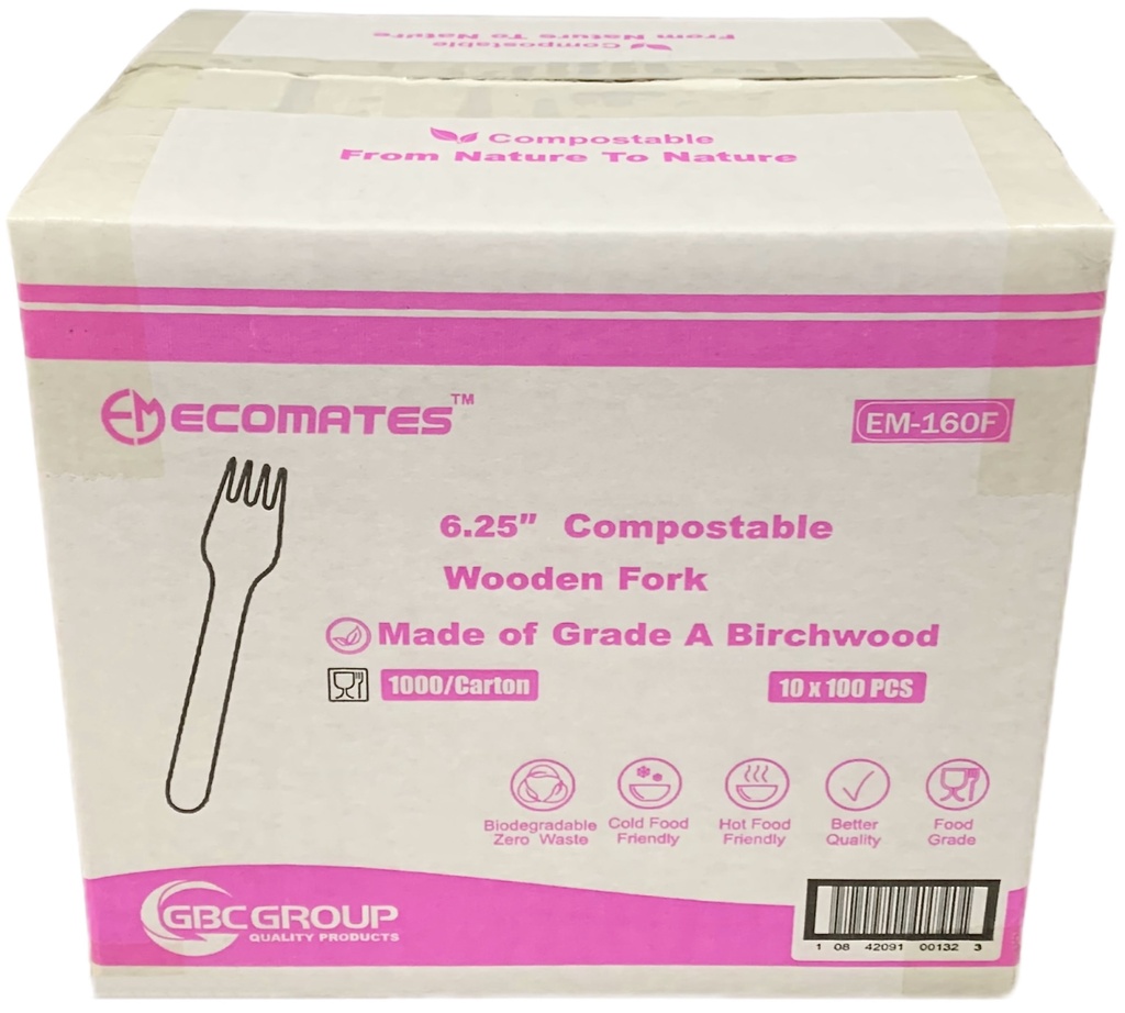 EM-160F, Wooden Forks (1000PC) Ecomates
