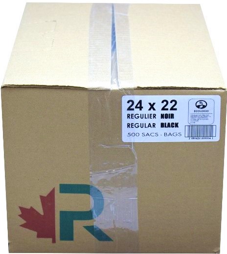 24x22 Regular Black Garbage Bags (500 PC) R.A.