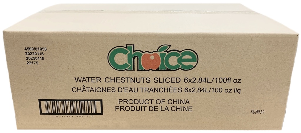 Water Chestnuts Sliced (2.84 L) Choice