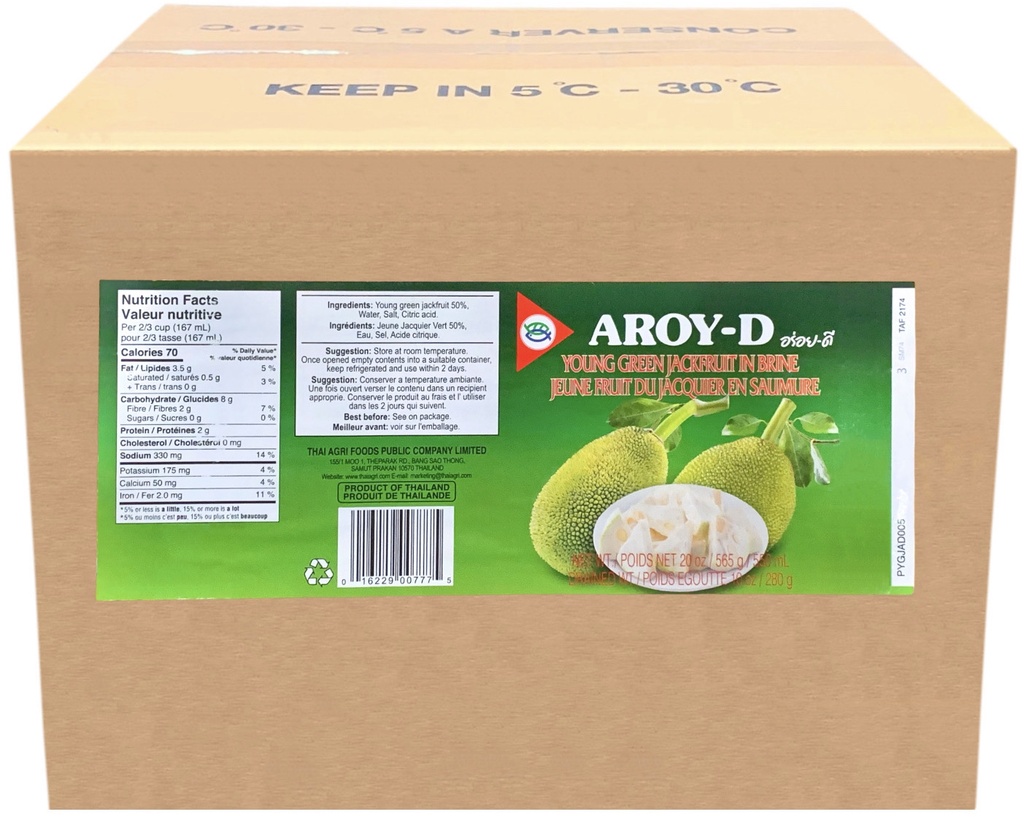 Young Green Jackfruit in Brine (24x565 g) Aroy-D