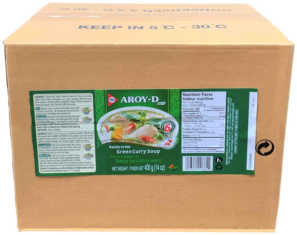 Green Curry Soup Ready to Eat (24x400 g) Aroy-D