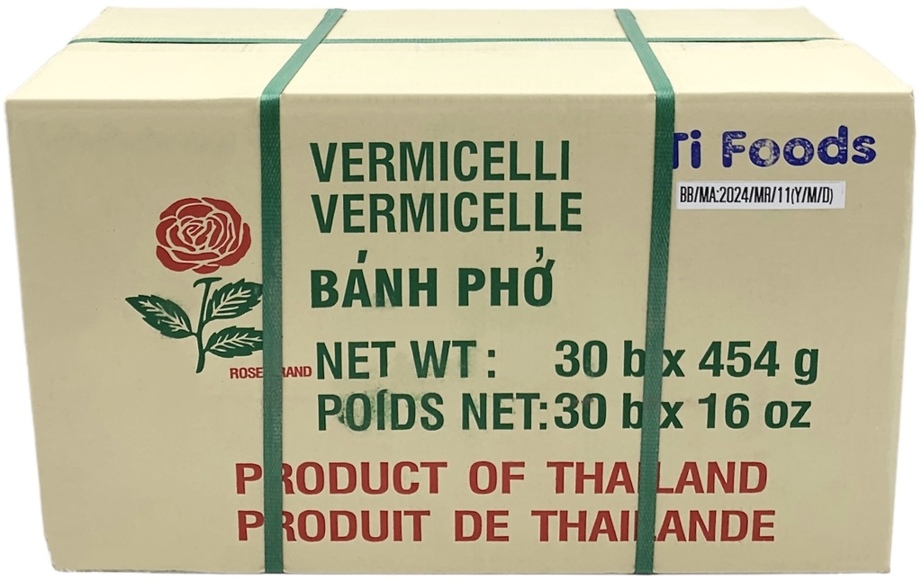 1mm Vermicelli Rice Stick (30x454 g) Rose Brand