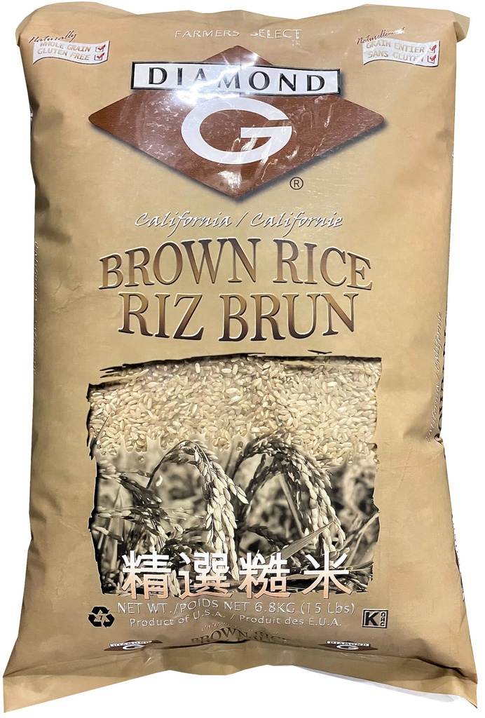 Brown Rice, Medium Grain (15 lb) Diamond G