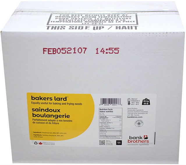 Bakers Lard (20 kg) Bank Brothers