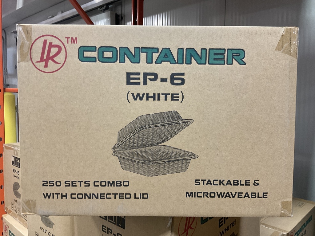 EP-6, White Rectangular Containers (250 PC) LR
