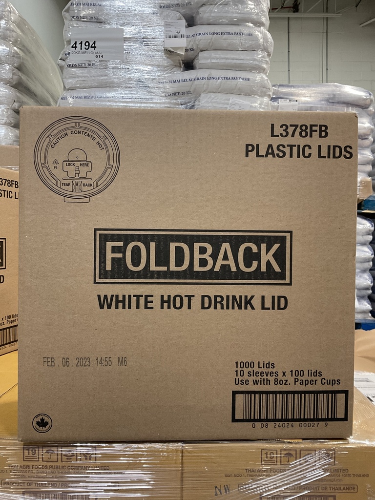 L378FB, 8oz White Fold Back Lid (1000 PC) Amhil