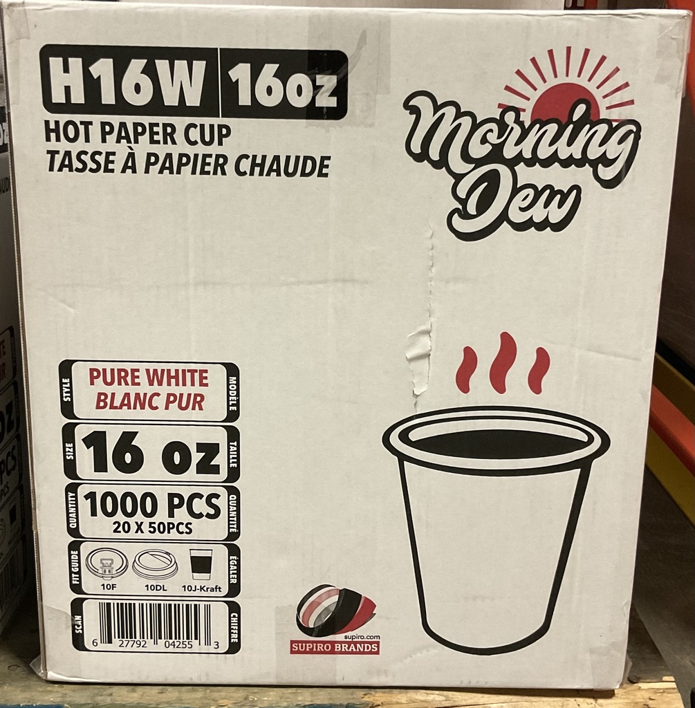 H16W, 16oz Hot Paper Cup (1000 PC) Morning Dew