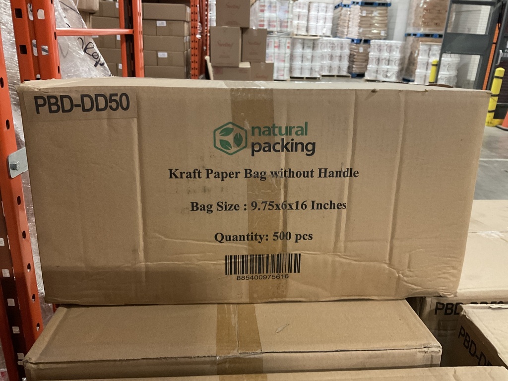 PBD-DD50, 9.75x6x16 Kraft Paper Bag (500 PC) Natural Packing