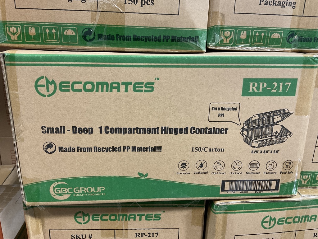 RP-217, 8.25" Deep Hinged Container (150 PC) Ecomates