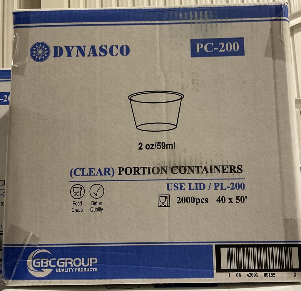 PC-200, Clear Portion Containers (2000 PC) Dynasco
