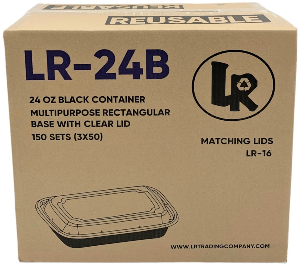 LR-24W, 24oz White Rectangular Container Combo (150 SET) LR