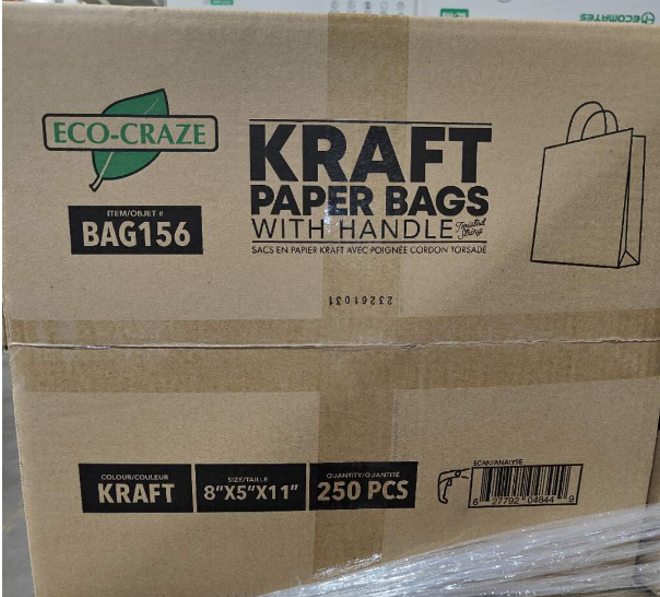 BAG156, 8x5x11 Kraft Bags w/ Handle (250 PC) Eco-Craze