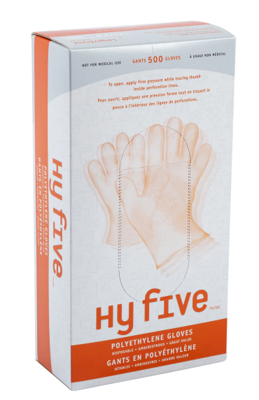(S) GLPI-S-5C, Polyethylene Gloves (500 PC) Hy Five