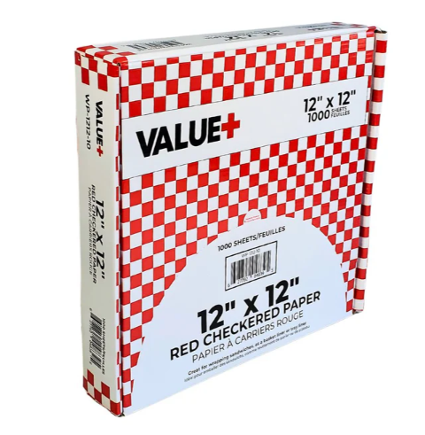 WRP118, 12x12 Red Checkered Sheets (1000 PC) Value+