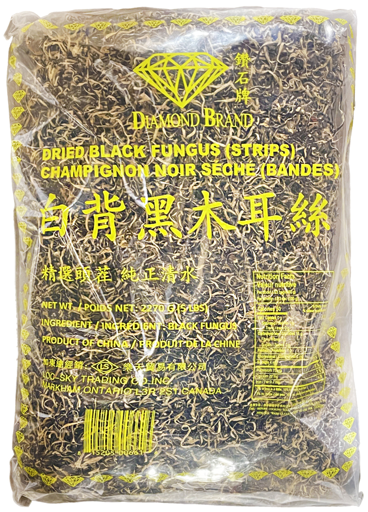 Dried Black Fungus Strips (5lb) Diamond Brand