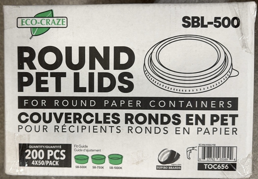 SBL-500 Round Pet Lids (200 PC) Eco-Craze