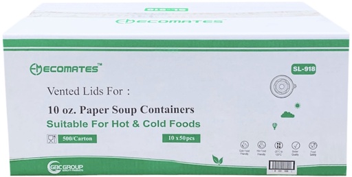 [*89437] SL-918, Vented Lids for 10 oz. Paper Containers (500 PC) Ecomates
