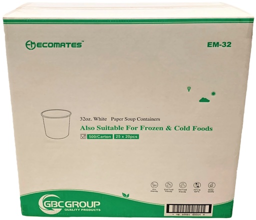 [*89422] EM-32, Paper Soup Containers (500PC) Ecomates