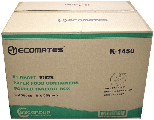 [*89239] K-1450, #1 Kraft Folded Boxes (450 PC) Ecomates