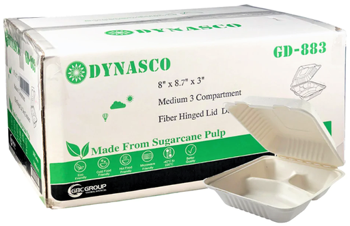 [*89233] EM-883, 3 Compartment Fiber Containers (200 PC) Dynasco